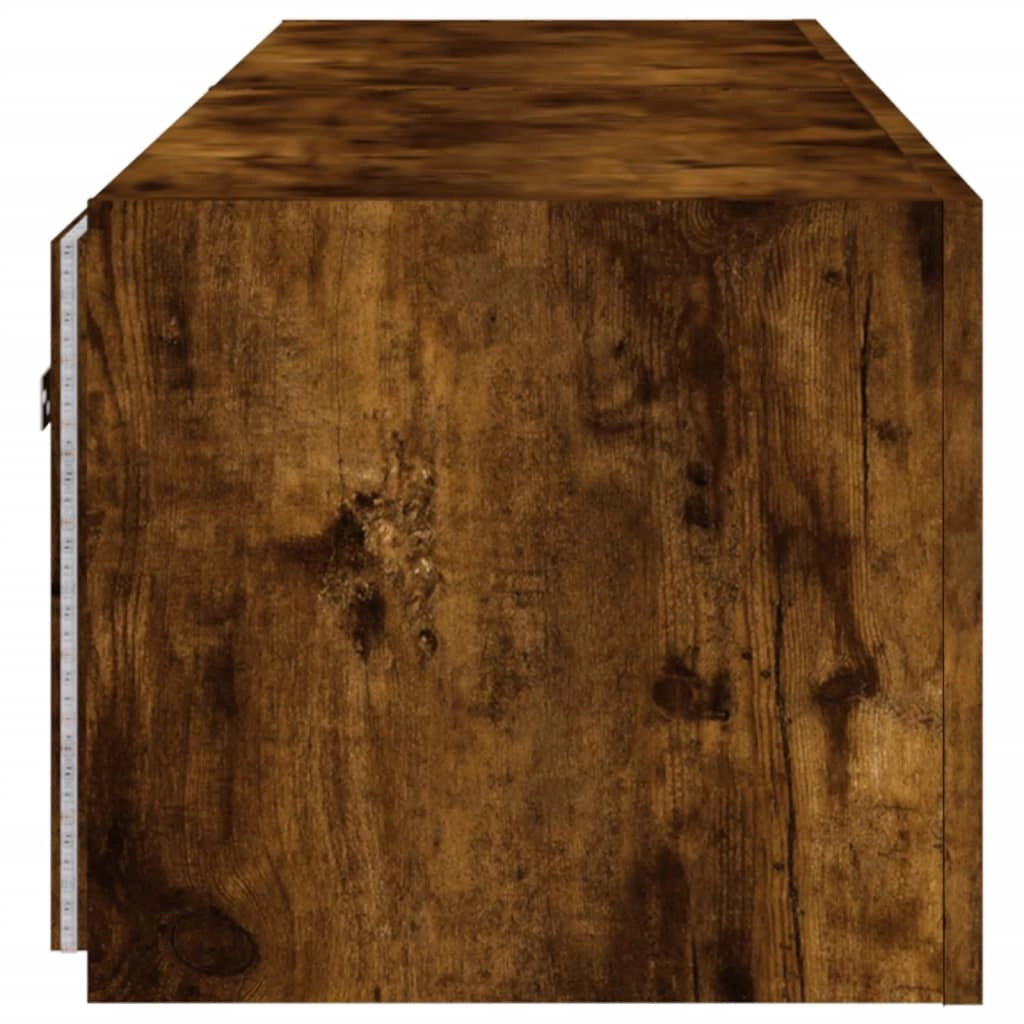 Mobile TV multimediale da parete mensola TV credenza mobile TV sala da pranzo soggiorno camera da letto e luci LED 2 pezzi rovere affumicato 80 x 35 x 31 cm marrone 02_0029146