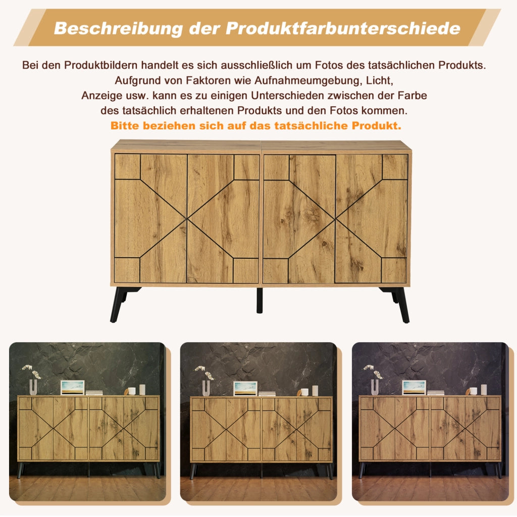 Sideboard moderno con 4 ante e 4 scomparti, 120 x 35 x 69 cm