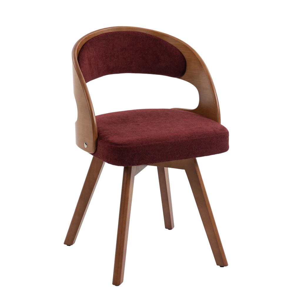Sedia da Pranzo Girevole in Legno con Cuscino e Schienale Curvo ¨C MINIMAL ¨C Tessuto Naturale
