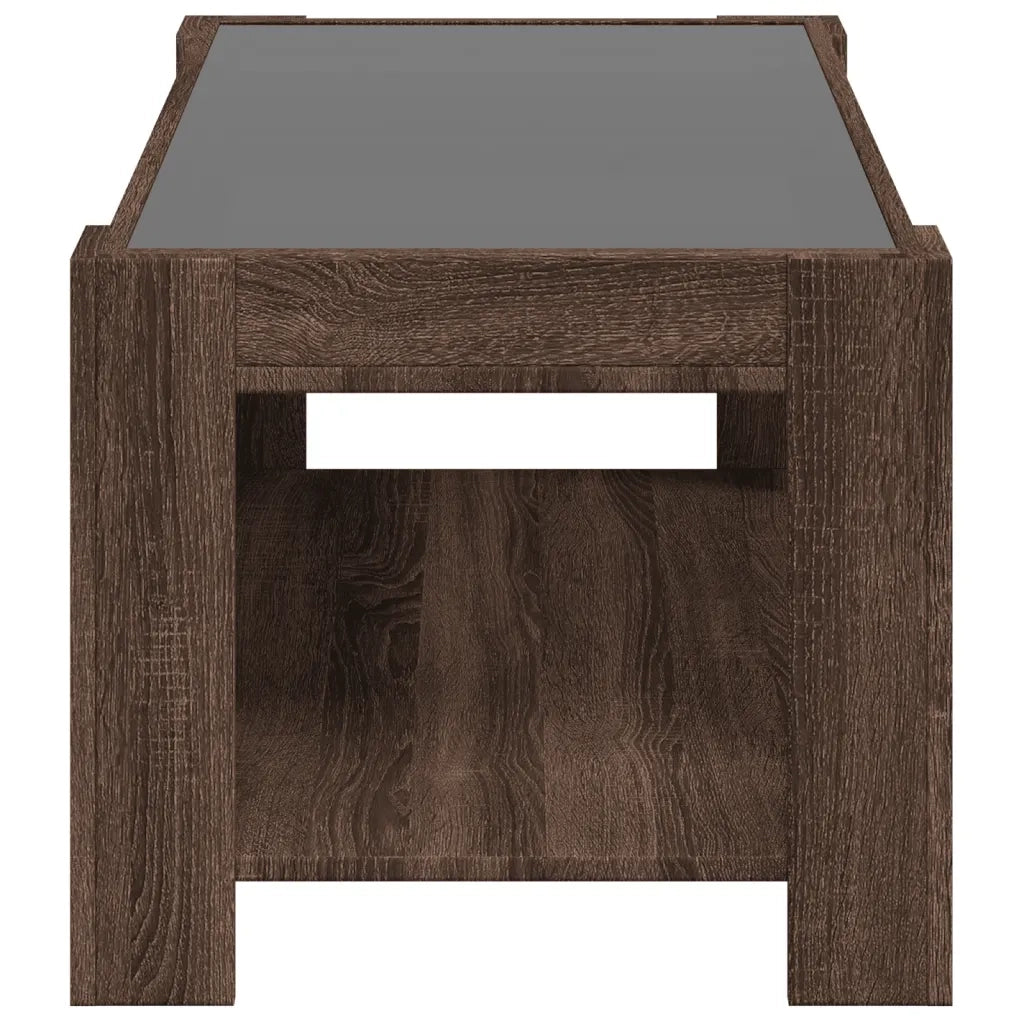 Tavolino Salotto con LED-Tavolino da soggiorno-Tavolo Rovere Marrone 93x53x45 cm Multistrato