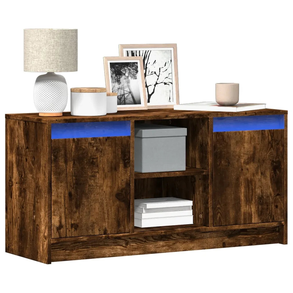 Mobile Porta TV con LED Rovere Fumo 100x34x50 cm in Truciolato 852191