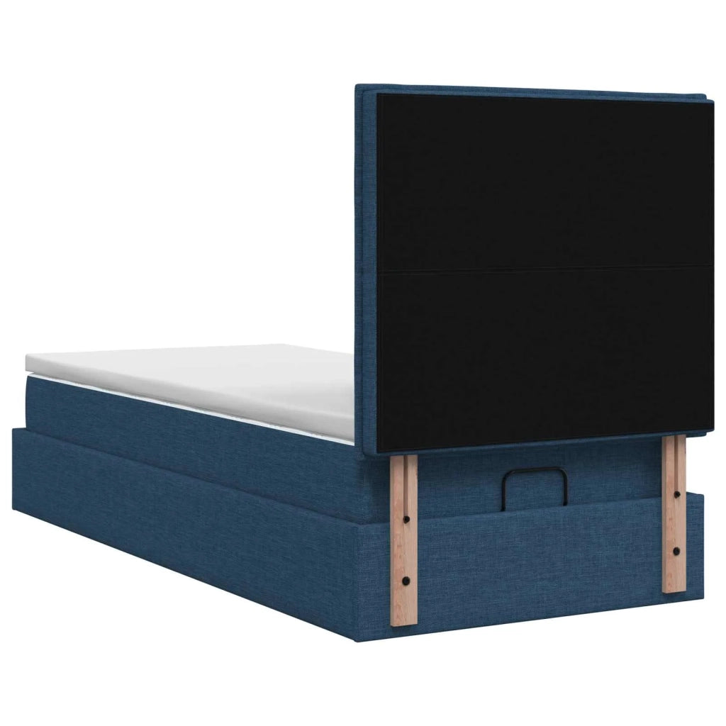 Letto ottomano con materasso Blu 90 x 200 cm Tessuto 3457382