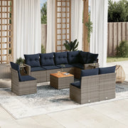 Set Divani da Giardino 9 pz con Cuscini Grigio in Polyrattan 3224605