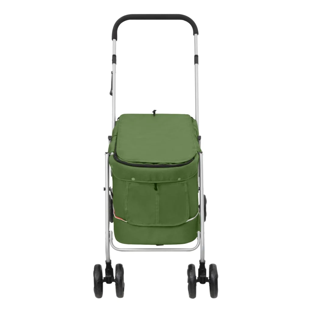 Passeggino Cani Pieghevole Verde 100x49x96cm Tessuto di Lino 172204