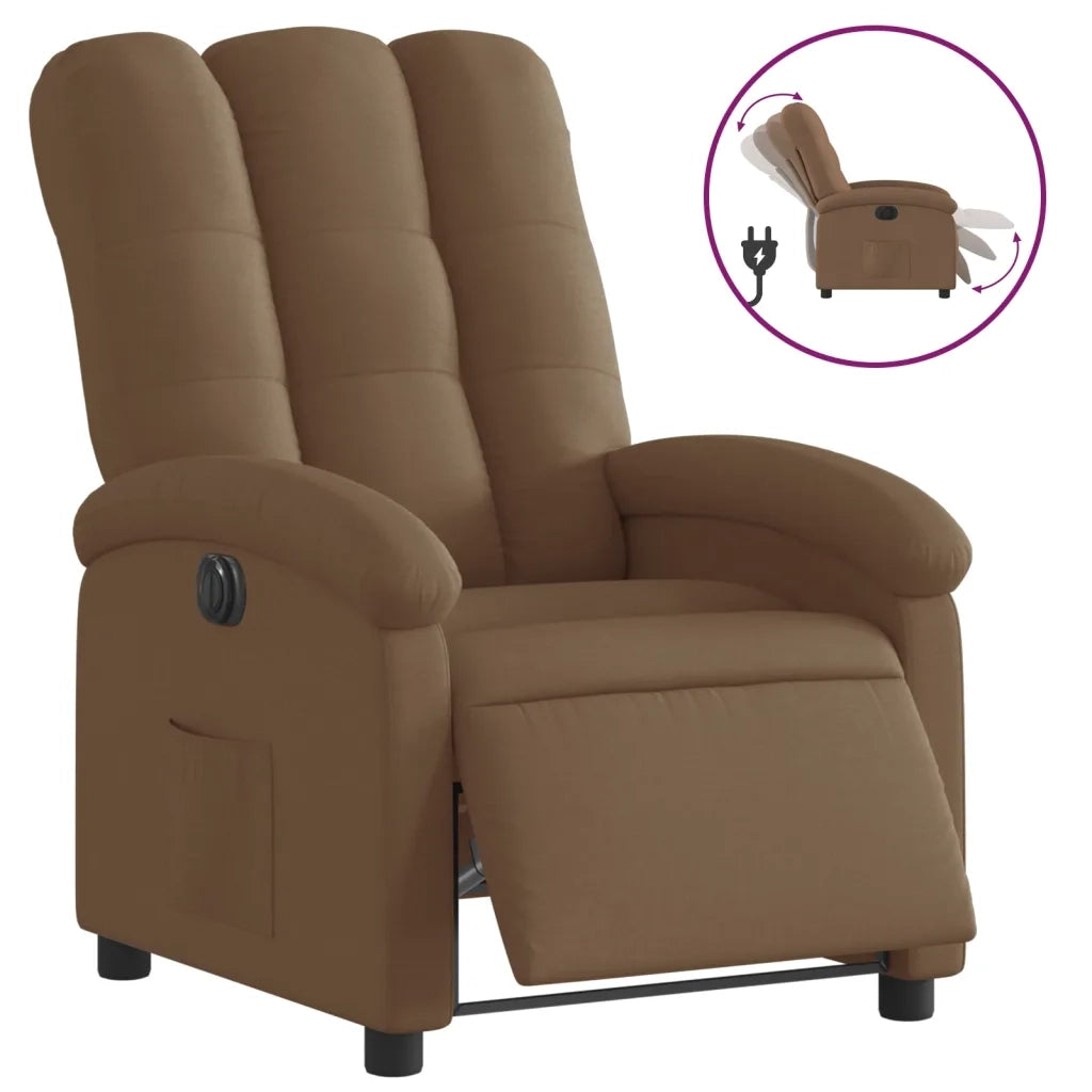 Poltrona | Sedia Relax Elettrica Reclinabile Marrone in Tessuto