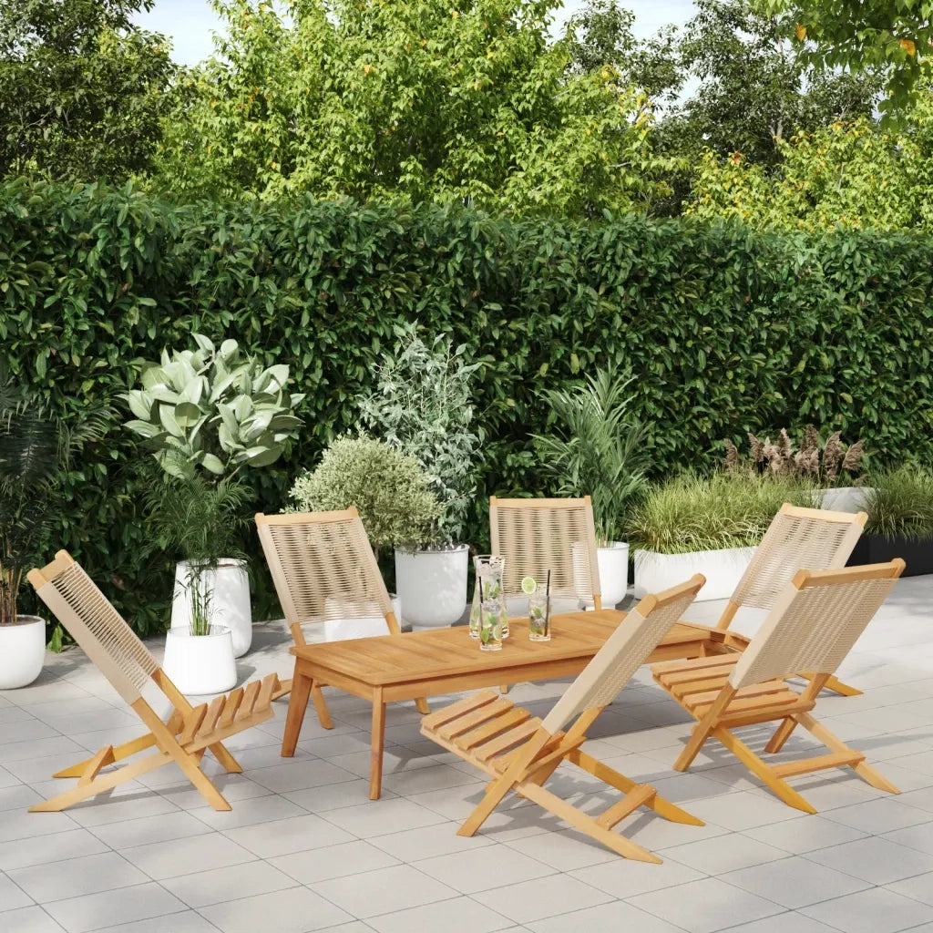 Sedie da Giardino Pieghevoli 6pz Beige Legno Massello di Acacia 3214635