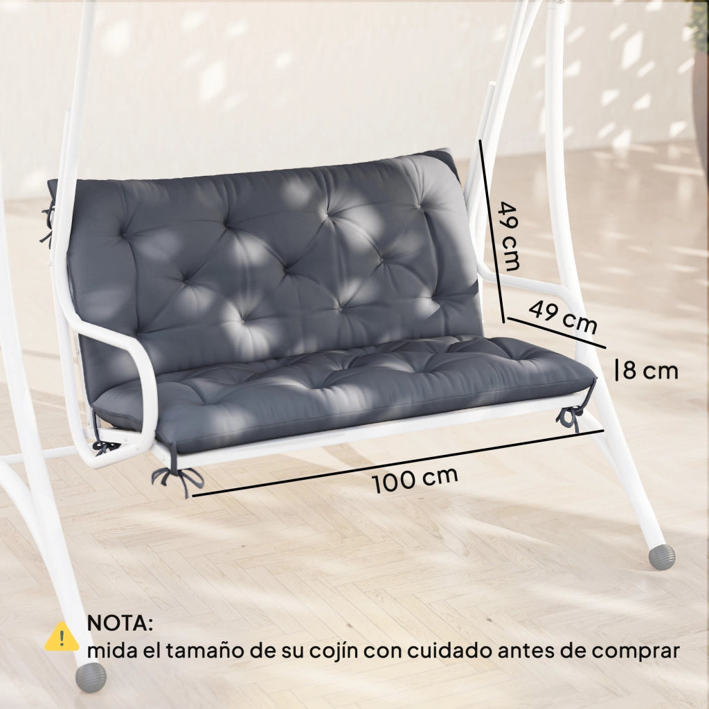 Cuscino per Panchina 2 Posti con Schienale ¨C Zephmum ¨C Grigio 100x98x8 cm