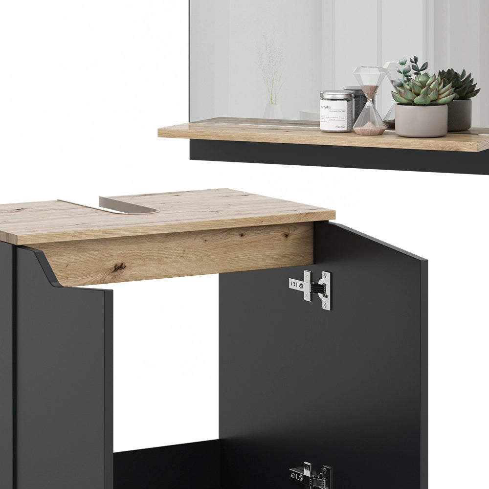 Vicco Combinazione di mobili da bagno Antracite 3 parti, con colonna