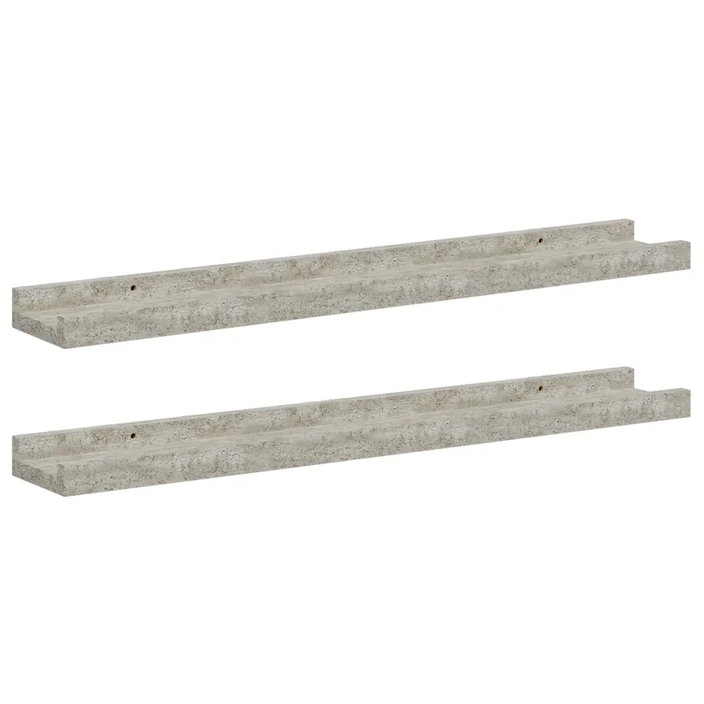 2 pz Mensole da Parete | Scaffali a Parete | Ripiano a parete Grigio Cemento 60x9x3 cm