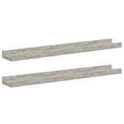 2 pz Mensole da Parete | Scaffali a Parete | Ripiano a parete Grigio Cemento 60x9x3 cm