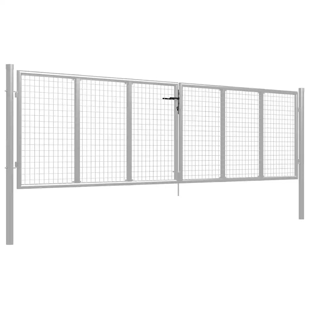 Cancello da Giardino in Acciaio Zincato 400x100 cm Argento 144299