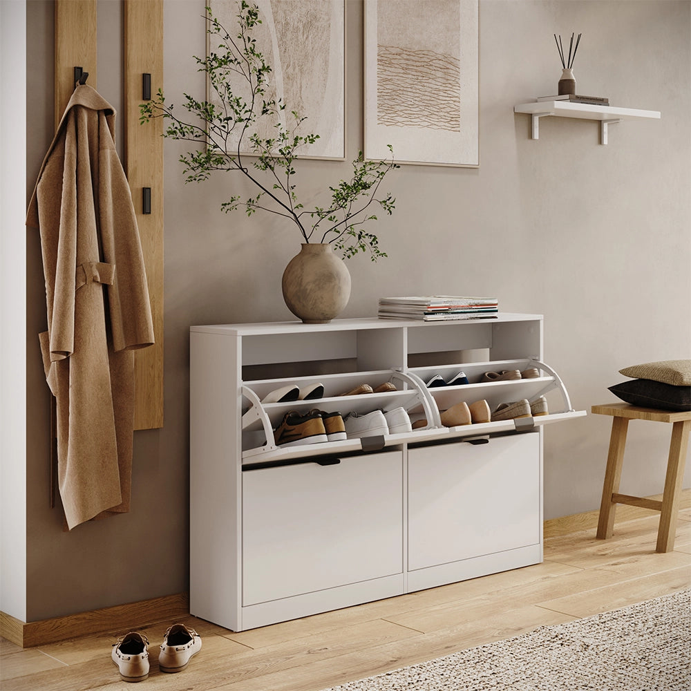 Scarpiera da ingresso Gizmo Bianco/Nero 115 x 77.6 cm con 2x2 scomparti Vicco