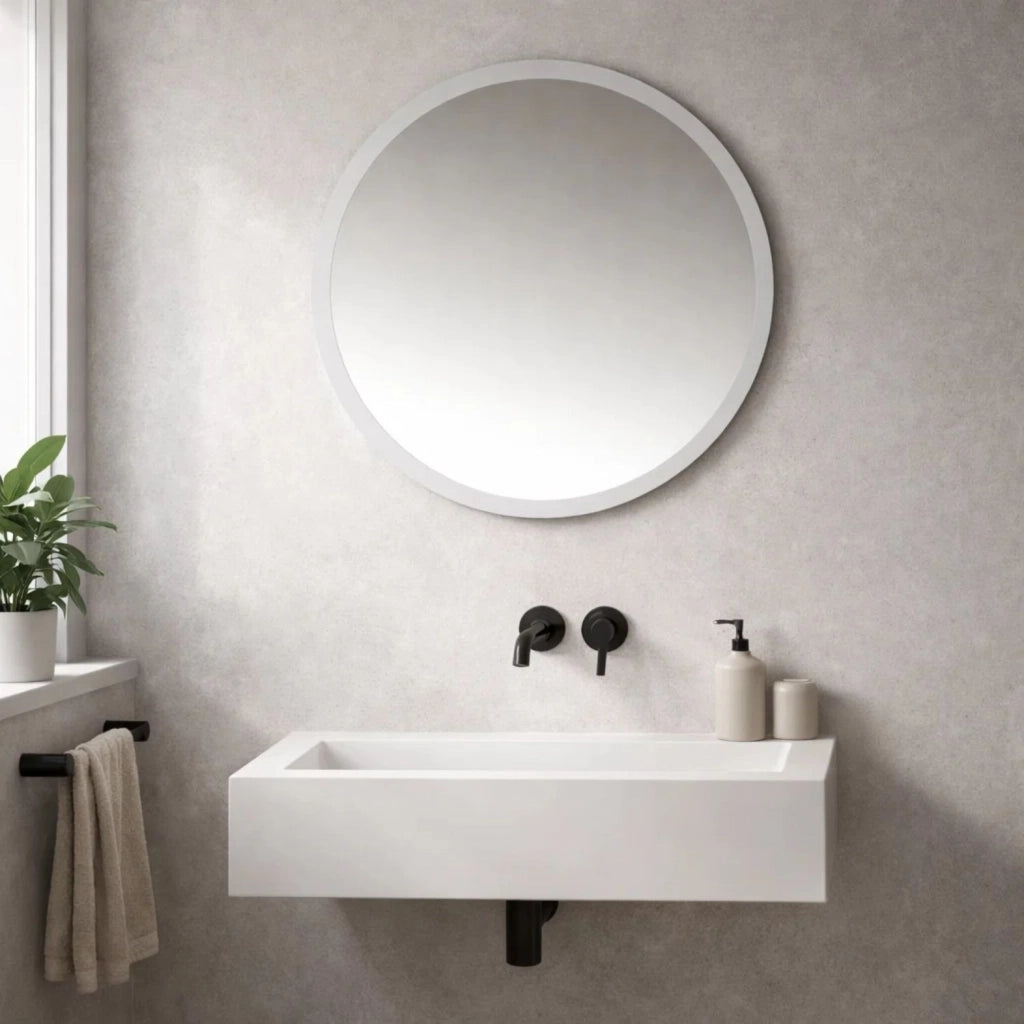 Specchio da bagno forma tonda jonas in artificial stone bianco opaco *** confezione 1