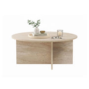 Simbario, Tavolino da Salotto Forma Rotondo, 90x90x40h cm Bianco Marmo