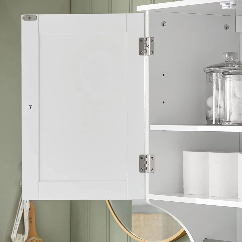 Pensile Bagno Mobile Bagno Sospeso con Mensola, Design Salvaspazio, Regali Regolabili, 60x30x60 cm, per Bagni Piccoli e Cucine BZR84-W