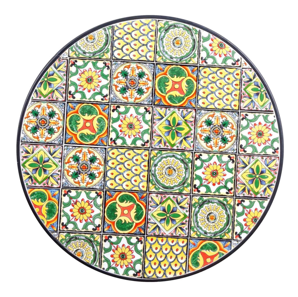 Tavolino da Esterno Giardino in Ceramica e Acciaio Rotondo 60 cm Naxos Bizzotto