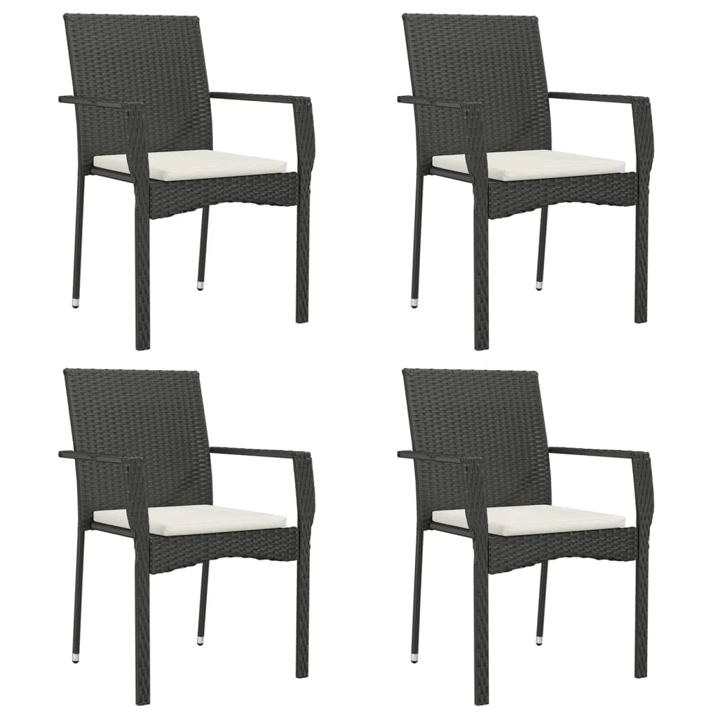 Set da pranzo da giardino in vimini di resina nera da 5 pezzi e cuscini 02_0014872