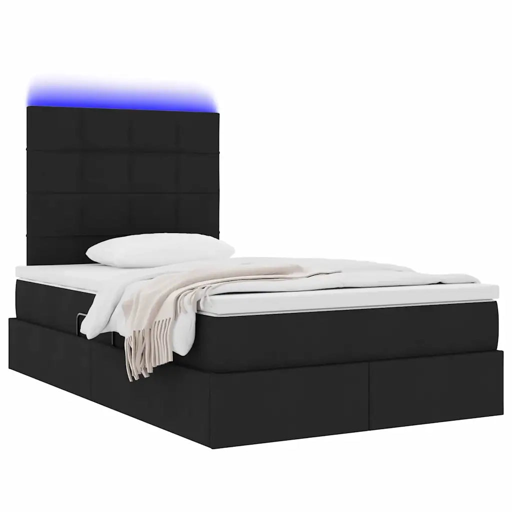Letto con contenitore e LED Nero 120 x 200 cm Poliestere