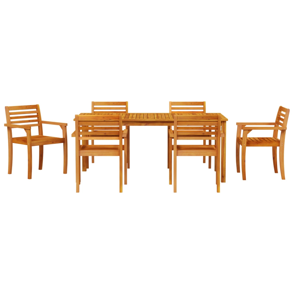 Set Pranzo Giardino 7 Pezzi in Legno di Acacia