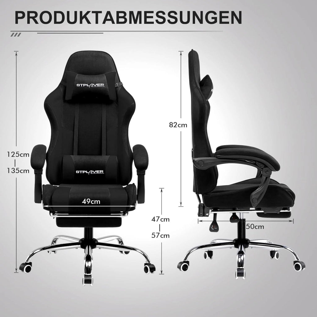 Sedia da ufficio da gaming, in tessuto, ergonomica, con poggiapiedi, poggiatesta lombare, imbottita, sedia girevole