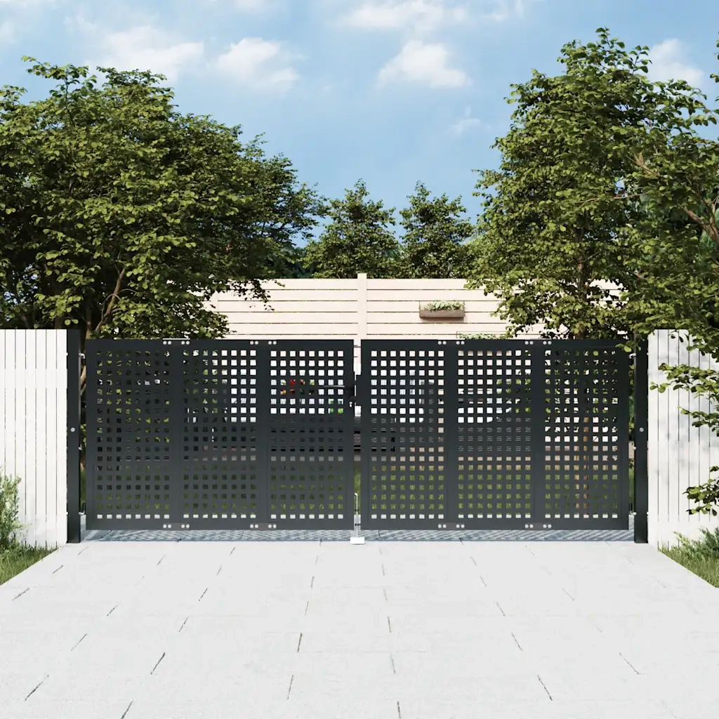 Cancello da Giardino Antracite 300x75 cm in Acciaio 154565