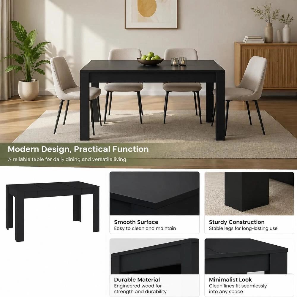 Dining Table Black 140x74.5x76 Cm Wood Composite