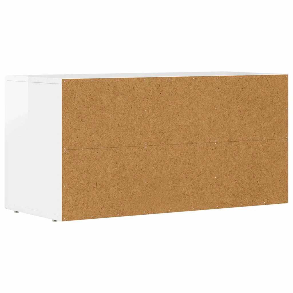 Mobile TV Bianco Lucido 80 x 35 x 40 cm Legno multistrato 891278