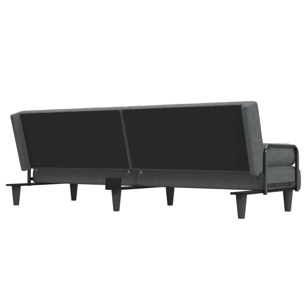 Divano letto con braccioli 205 x 89 x 70 cm tessuto grigio scuro 02_0019842