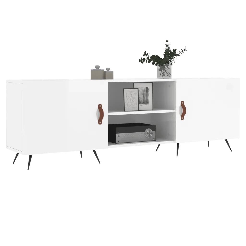 Mobile Porta TV Bianco Lucido 150x30x50 cm in Legno Multistrato 829070