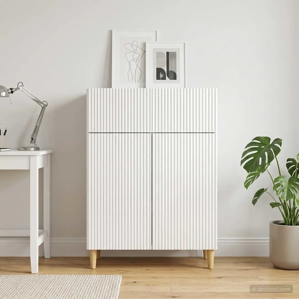 Credenza Bianco Lucido 66 x 34,5 x 90 cm Legno ingegnerizzato 894639