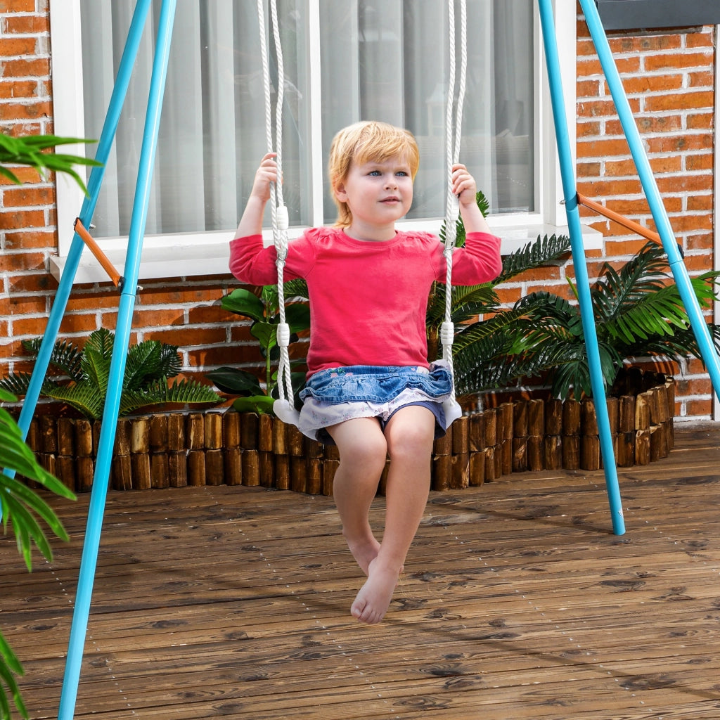EasyComfort Altalena per Bambini 9-36 Mesi in PP e PE con Corda Regolabile e Luci LED, 39x16.5x120-180 cm, Bianco