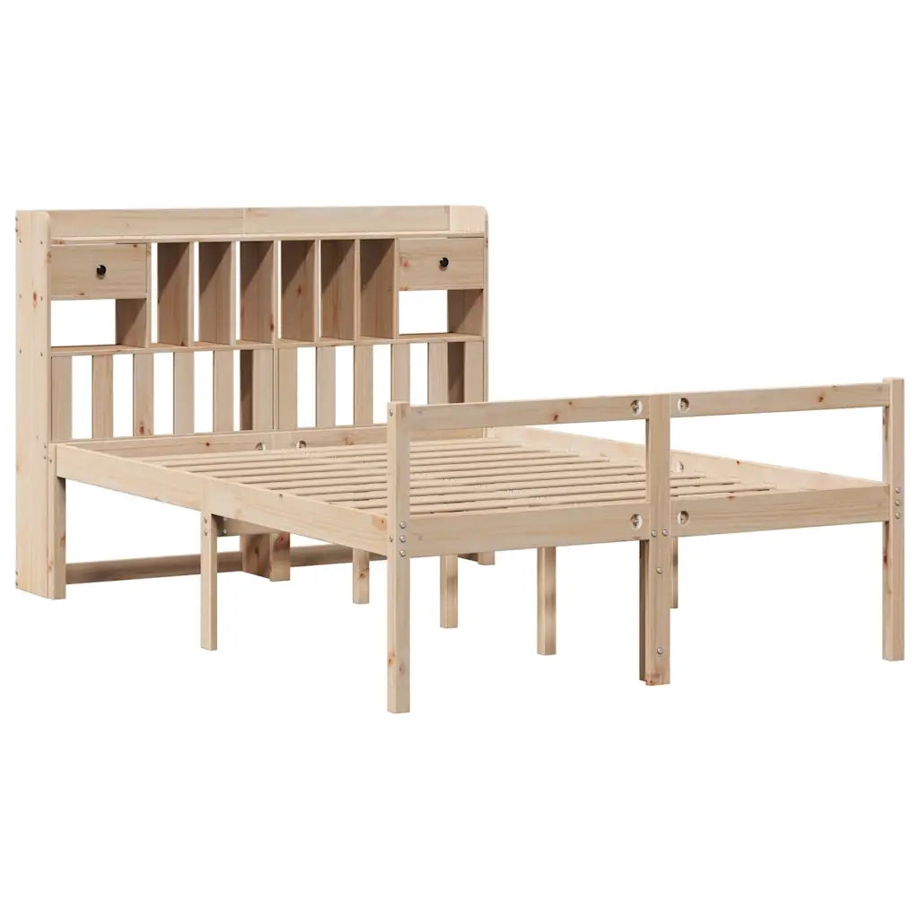Letto Libreria senza Materasso 140x190 cm in Legno di Pino