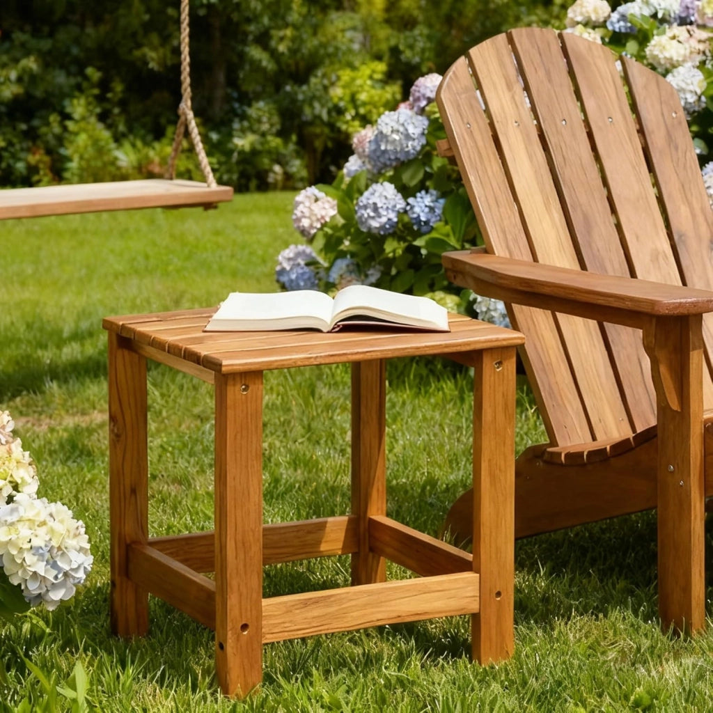 Tavolino da esterno in teak, tavolino da caffè in legno, tavolini per giardino, cortile, camera da letto, soggiorno, divano laterale, contenitore per bagno