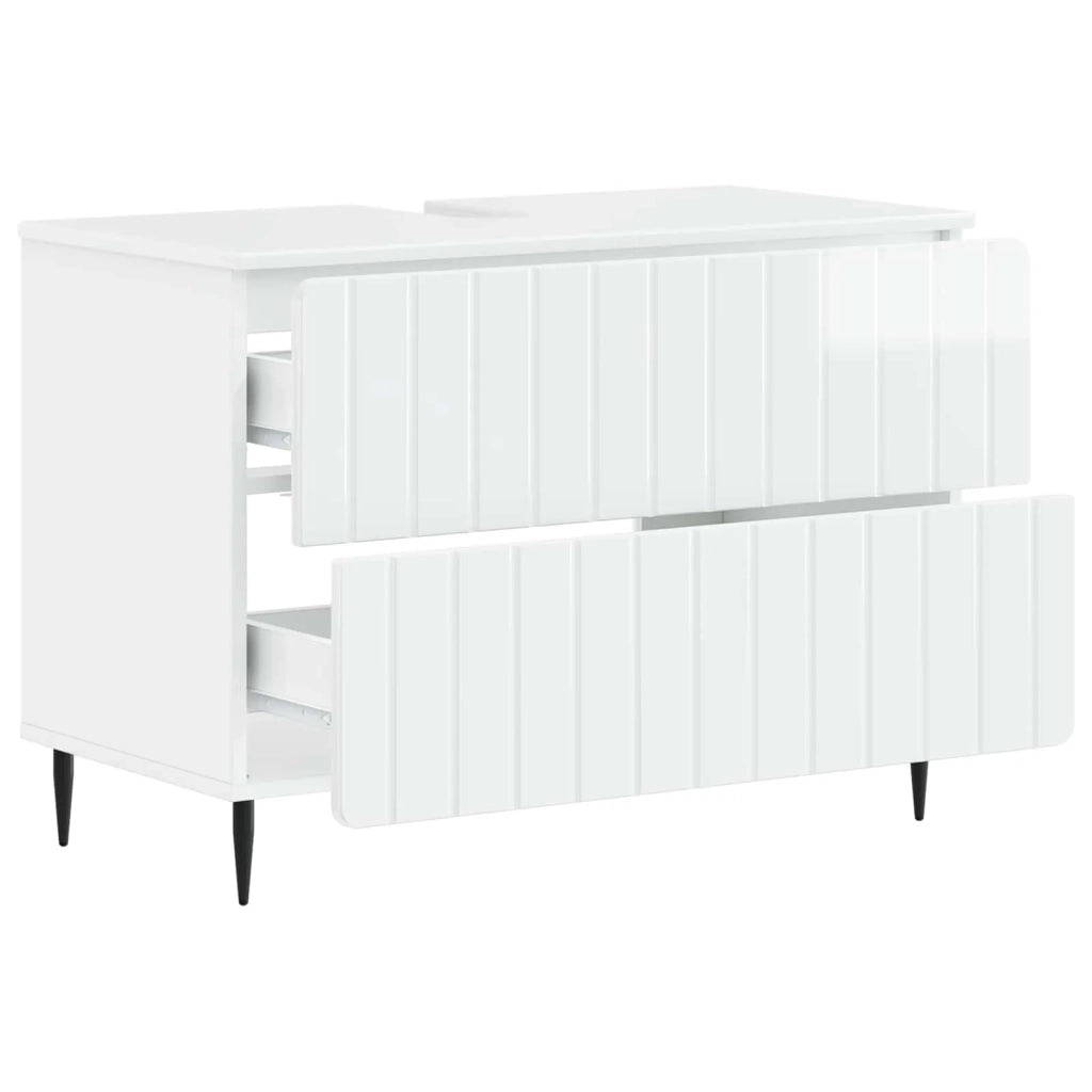 Armadio per Lavabo da Bagno ZWOLLE Bianco Lucido 896359
