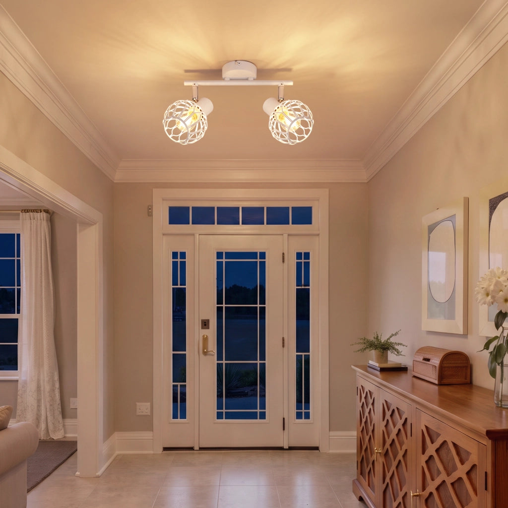 ZMH Faretto da soffitto 2 Luci Bianco E14 Metall Orientabile Moderni per Soggiorno Cucina Corridoio Senza Lampadina