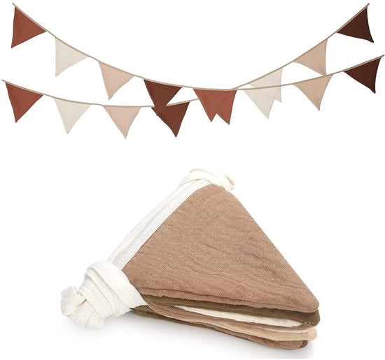Venditore di Decorazioni per Feste - Vessilli a Tre Angoli in Mousseline 3 Metri - Caffè Scuro - Decorazioni per Bambini - Decorazioni per Feste - Decorazioni per Compleanni