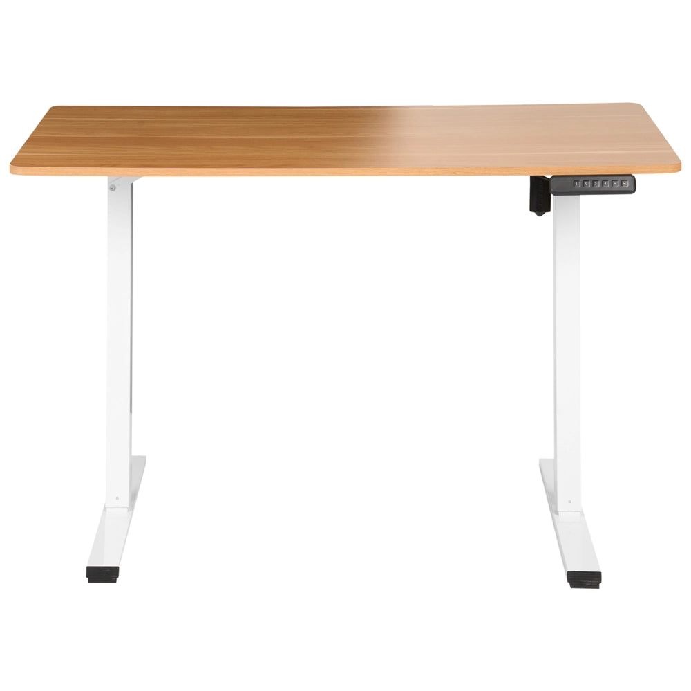 Lampada da tavolo regolabile elettricamente Marrone chiaro Piano in acciaio bianco 120 x 60 cm Seduta e piedi quadrati Design moderno