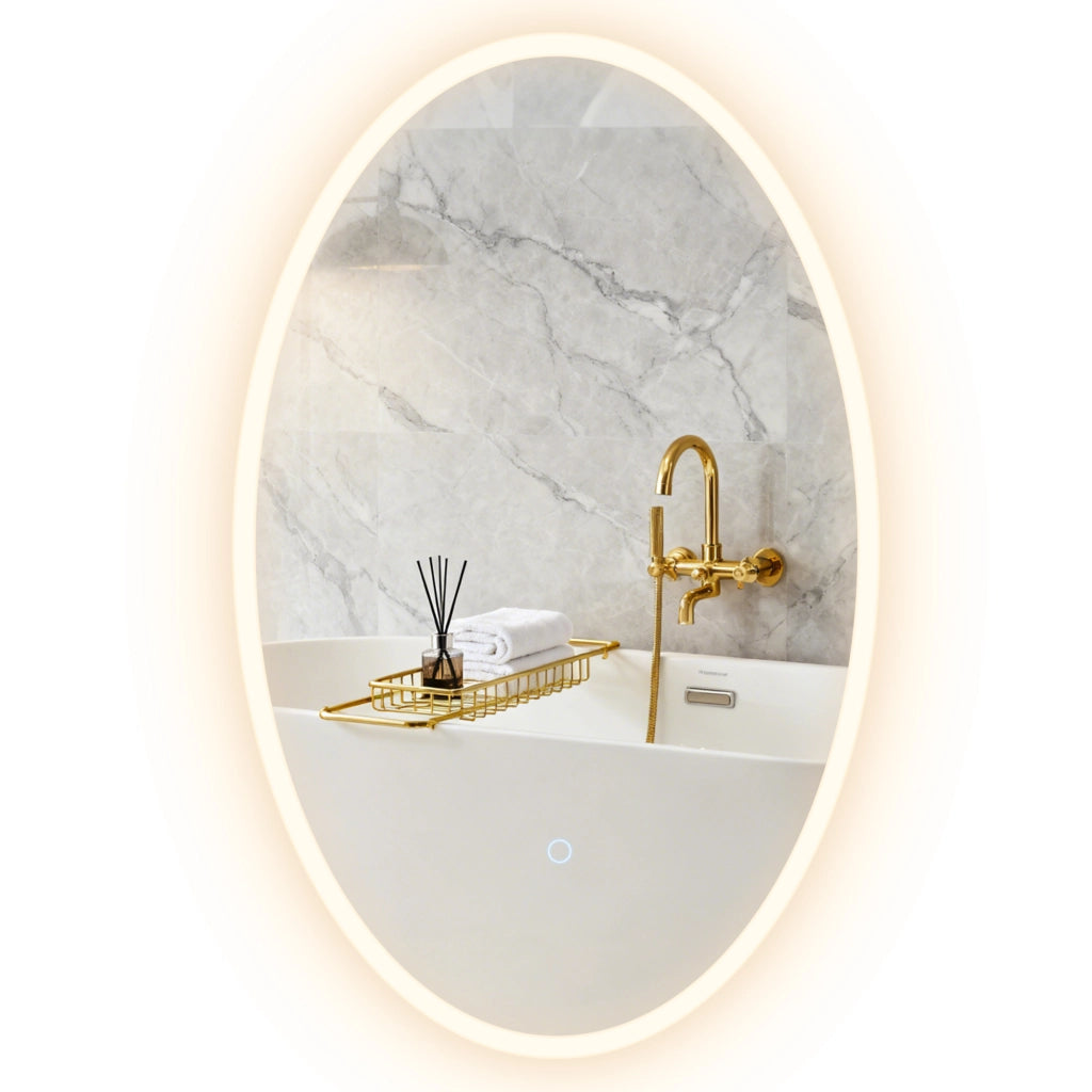 Specchio LED per Bagno Antiappannante 80x50 cm ¨C zephmum ¨C Ovale 3 Luci Regolabile