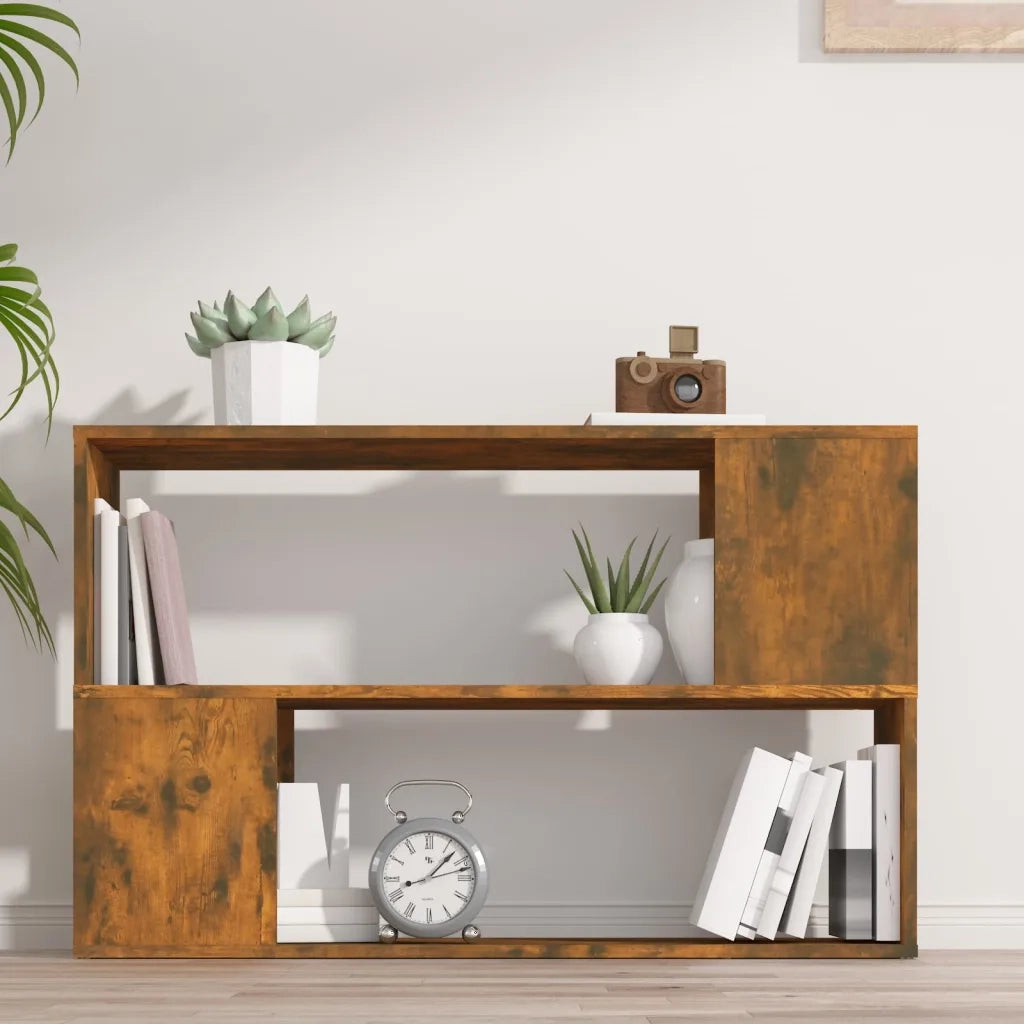 Libreria-Scaffale per Libri-Mobile di Stoccaggio Rovere Fumo 100x24x63 cm in Legno Multistrato