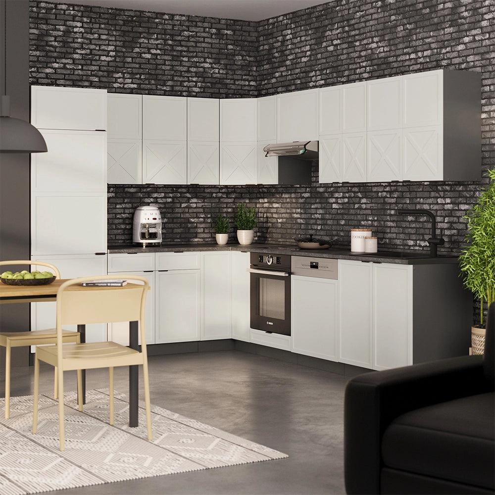 Vicco Cucina angolare completa Grigio/beige/antracite 227 x 287 cm , PL Antracite