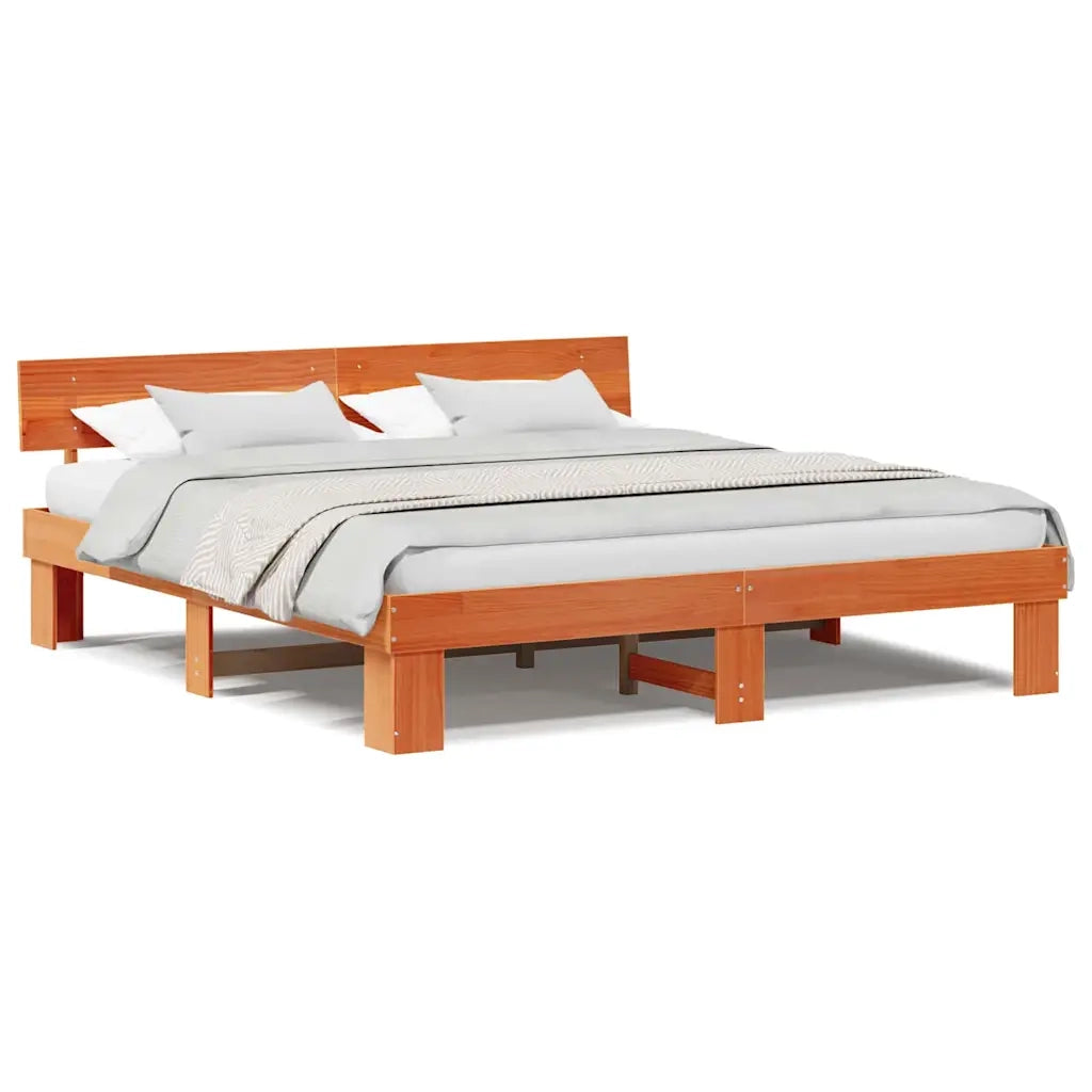 vidaXL Struttura del letto con testiera Cera marrone 200 x 200 cm
