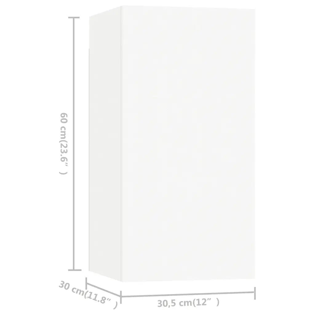Mobili Porta TV 7 pz-Credenza per TV Bianchi 30,5x30x60 cm in Legno Multistrato