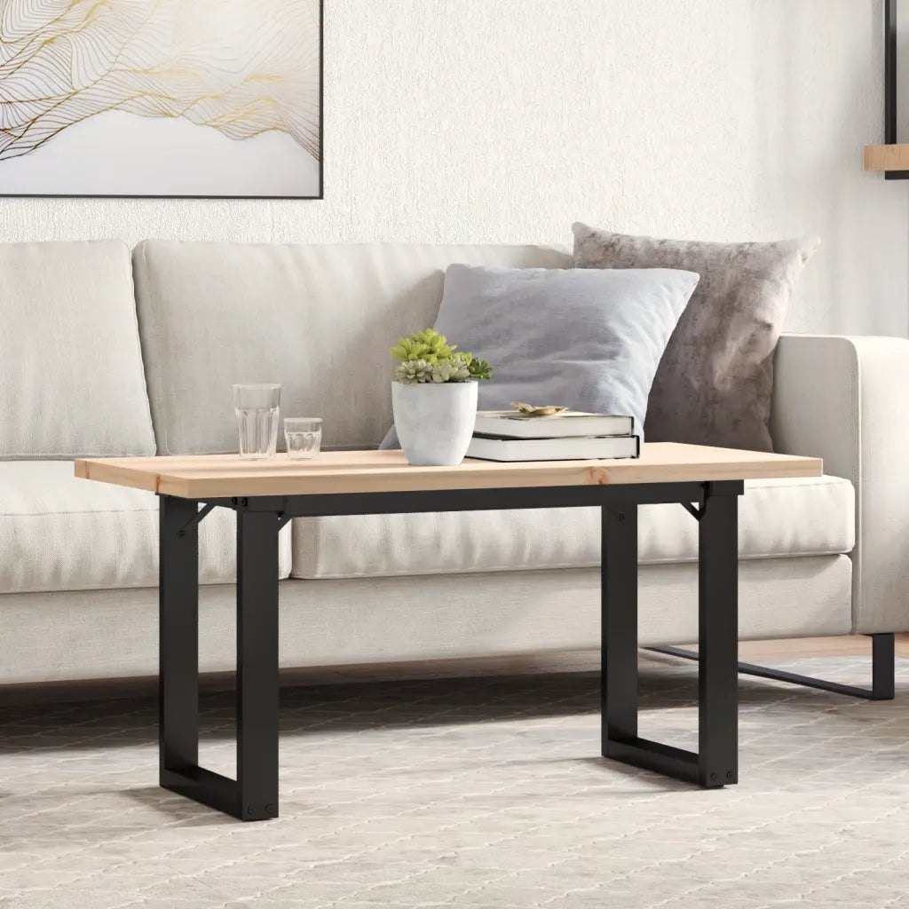vidaXL Tavolino Salotto Telaio a O 90x40x45,5cm Legno Pino e Acciaio