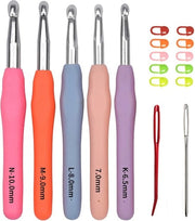 Set di Aghi da Maglia con Maniglie Soffici - Dimensioni 6,5mm a 10,0mm e Marcature di Punto
