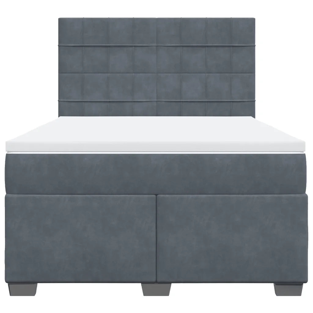 Giroletto a Molle con Materasso Grigio Scuro 160x200 cm Velluto