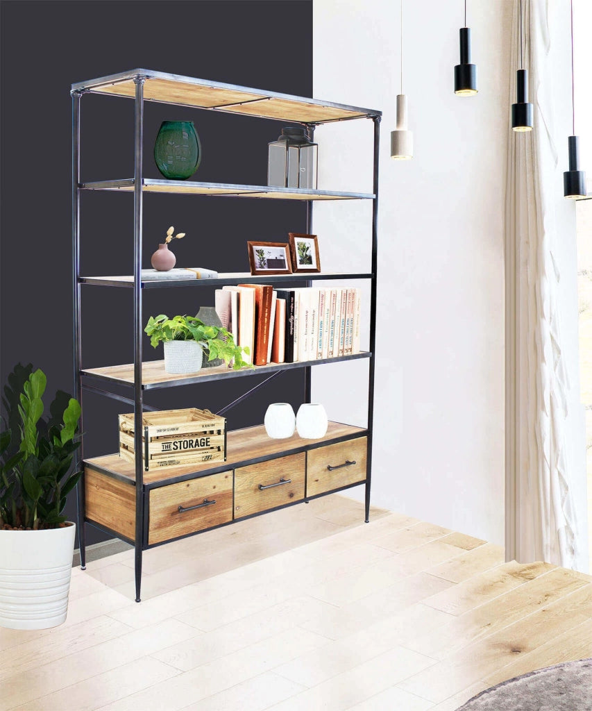 Libreria in Legno Metallo cm 128x44 5x153 5 - DENE