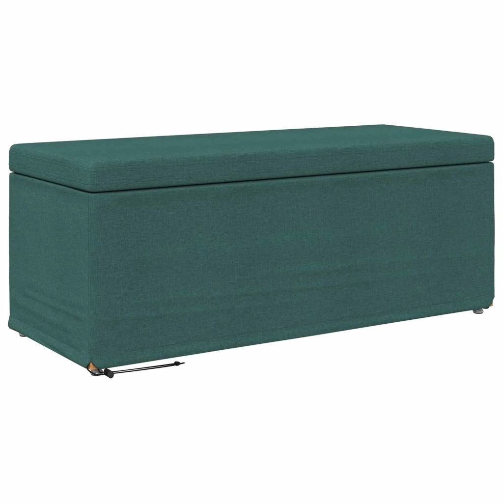 Pouf Verde Scuro Tessuto e Legno Ingegnerizzato