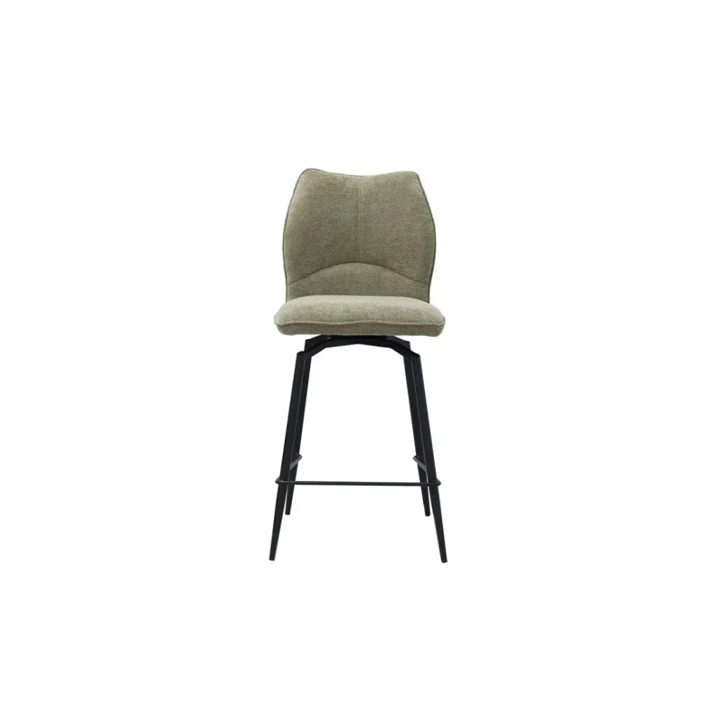 Sedia da banco girevole CROFT - Tessuto beige sabbia - Gambe in metallo nero - Altezza 103 cm - Stile design/industriale