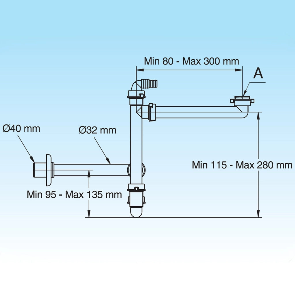 SIFONE SALVASPAZIO PER LAVABO DISASSATO 1 - 11/4 D. 32-40 mm LIRA