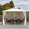 Gazebo da Giardino 360 x 300 cm, Gazebo da Esterno con Zanzariera, Doppio Tetto Ventilato, per Feste, Barbecue, Giardino e Cortile